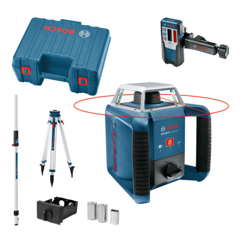 Bosch Laser a rotazione GRL 400 H con LR 1, treppiede BT 170 HD e asta di misurazione GR 240