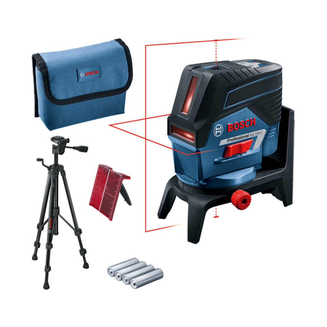 Bosch Laser combinato GCL 2-50 C con 4 batterie da 1,5 V LR6 (AA) RM 2 BT 150