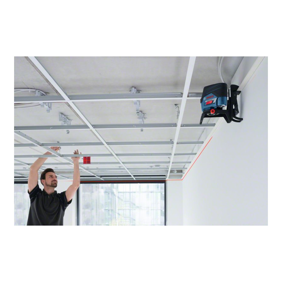 Bosch Laser combinato GCL 2-50 C con 4 x batterie LR6 (AA) da 1,5 V, adattatore per batterie RM 2