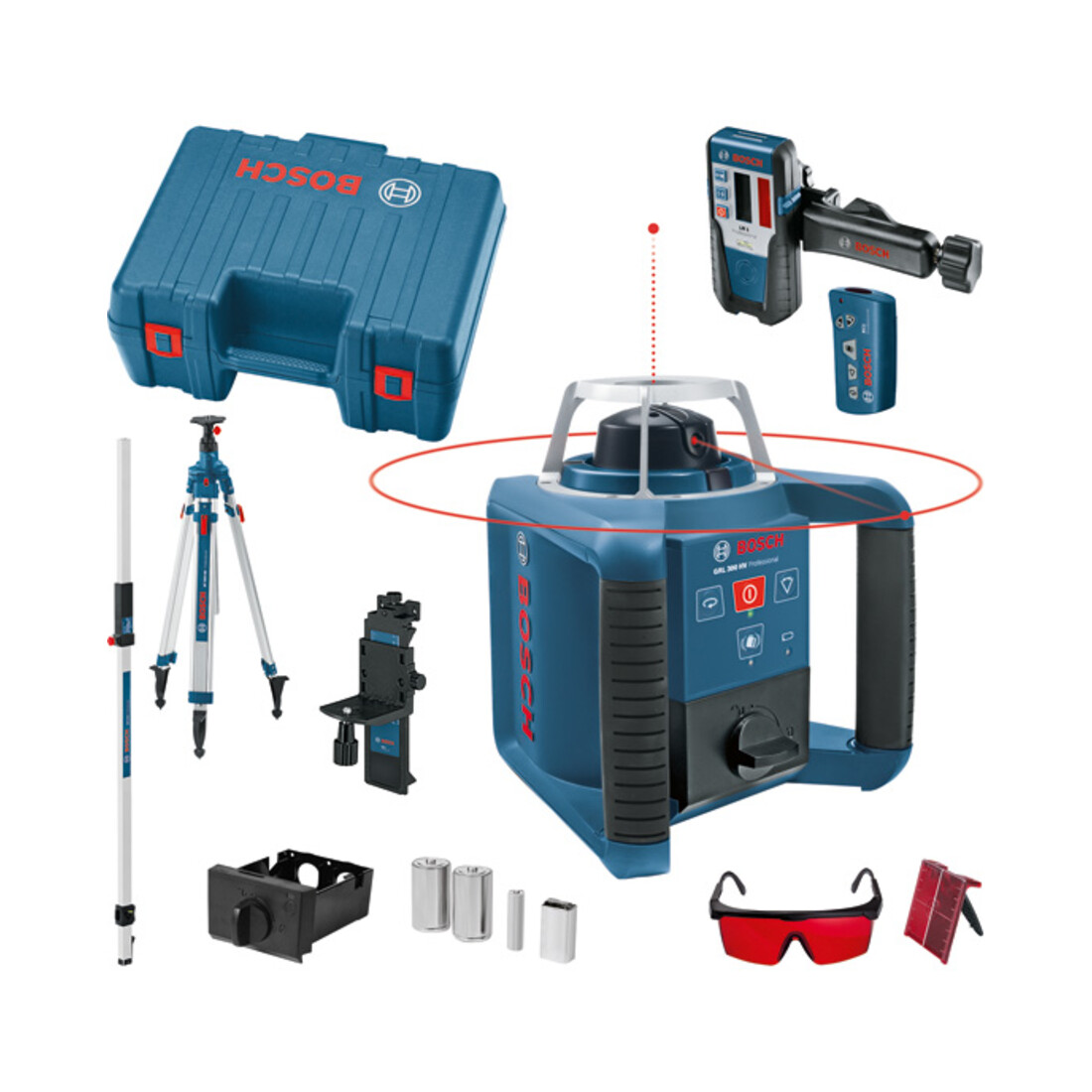 Bosch Laser rotante GRL 300 HV con RC 1 WM 4 LR 1 BT 300 HD e GR 240