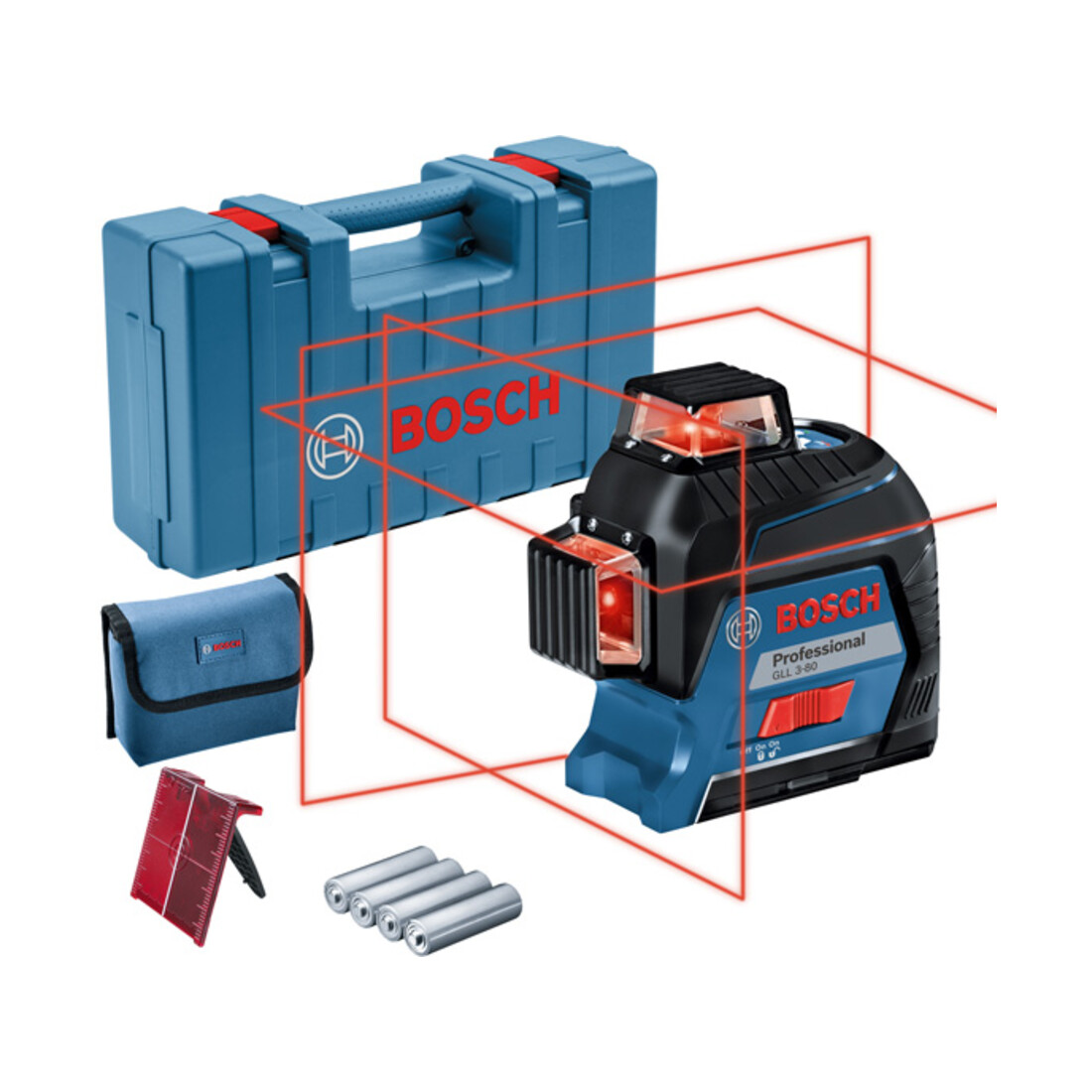 Bosch Linienlaser GLL 3-80 mit 4 x 1,5 V-LR6-Batterie