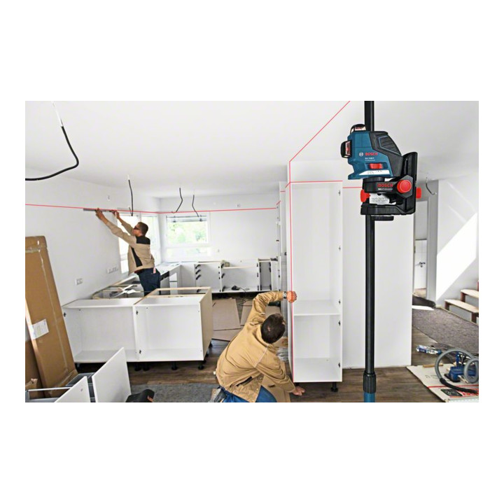 Bosch Linienlaser GLL 3-80 P, mit Baustativ BT 150, L-BOXX-Einlage, Schutztasche