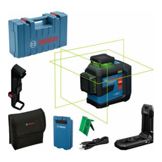Bosch Linienlaser GLL 80-33 G, BA 3,7 V 3,0 Ah XL + câble USB-C® dans mallette artisan