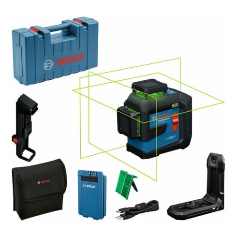 Bosch Linienlaser GLL 80-33 G, BA 3,7 V 3,0 Ah XL + câble USB-C® dans mallette artisan