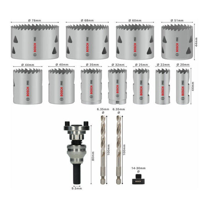 Bosch Lochsäge PRO Multi Material Q-Lock Halter-Set 15-tlg.