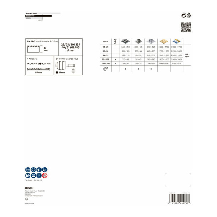 Bosch Lochsägen-Set PRO Multi Material PC Plus 22-83 mm 11-tlg.