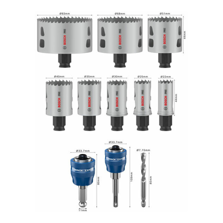 Bosch Lochsägen-Set PRO Multi Material PC Plus 22-83 mm 11-tlg.