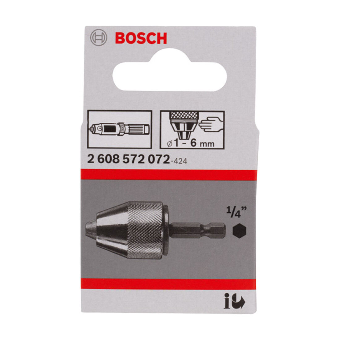Bosch Mandrino autoserrante fino a 10 mm, 1-6 mm, codolo esagonale esterno da 1/4"