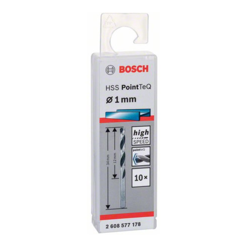 Bosch metaal spiraalboor HSS PointTeQ, DIN 338, 1,0 mm, set van 2