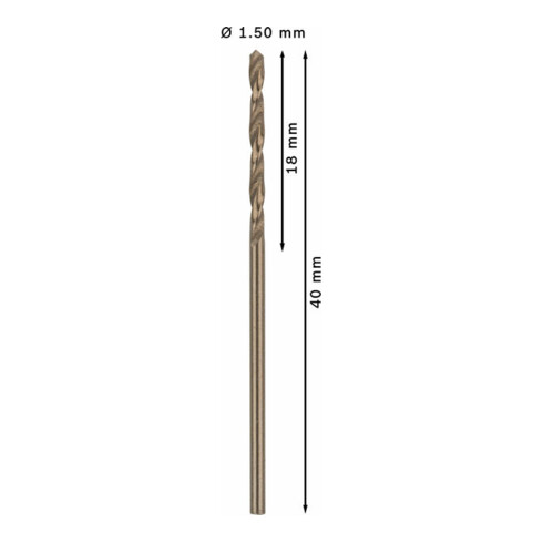 Bosch metaalboor HSS-Co DIN 338 1,5 x 18 x 40 mm