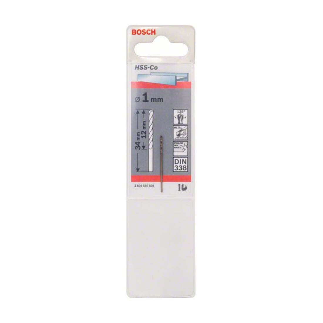 Bosch metaalboor HSS-Co DIN 338 1 x 12 x 34 mm