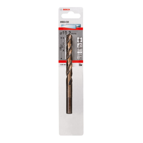 Bosch metaalboor HSS-Co, DIN 338, 10,2 x 87 x 133 mm