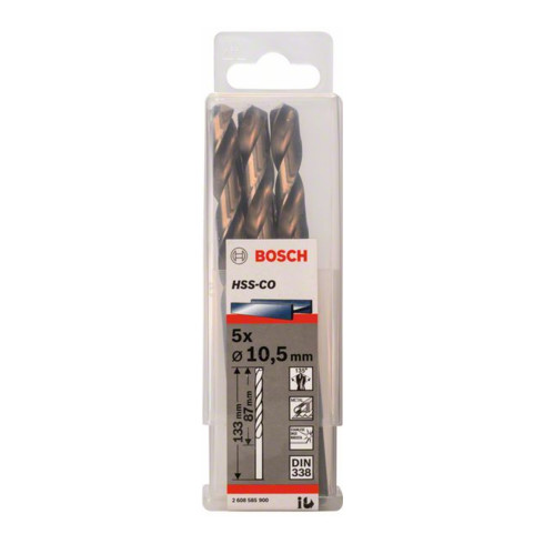 Bosch metaalboor HSS-Co, DIN 338, 10,5 x 87 x 133 mm