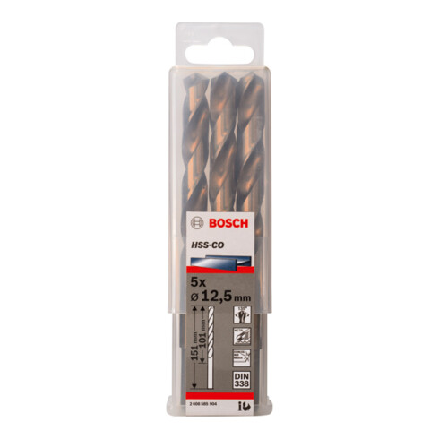 Bosch metaalboor HSS-Co DIN 338 12,5 x 101 x 151 mm