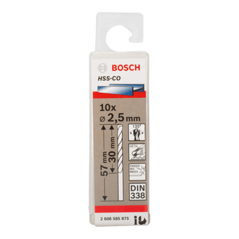 Bosch metaalboor HSS-Co DIN 338 2,5 x 30 x 57 mm