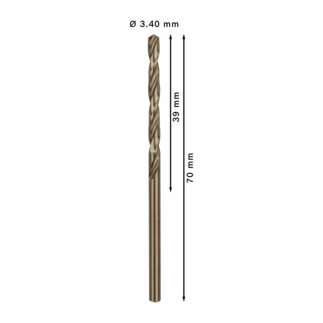 Bosch metaalboor HSS-Co DIN 338 3,4 x 39 x 70 mm