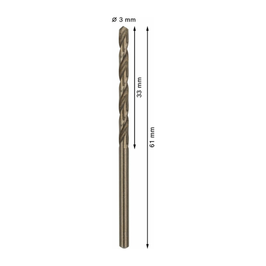 Bosch metaalboor HSS-Co DIN 338 3 x 33 x 61 mm