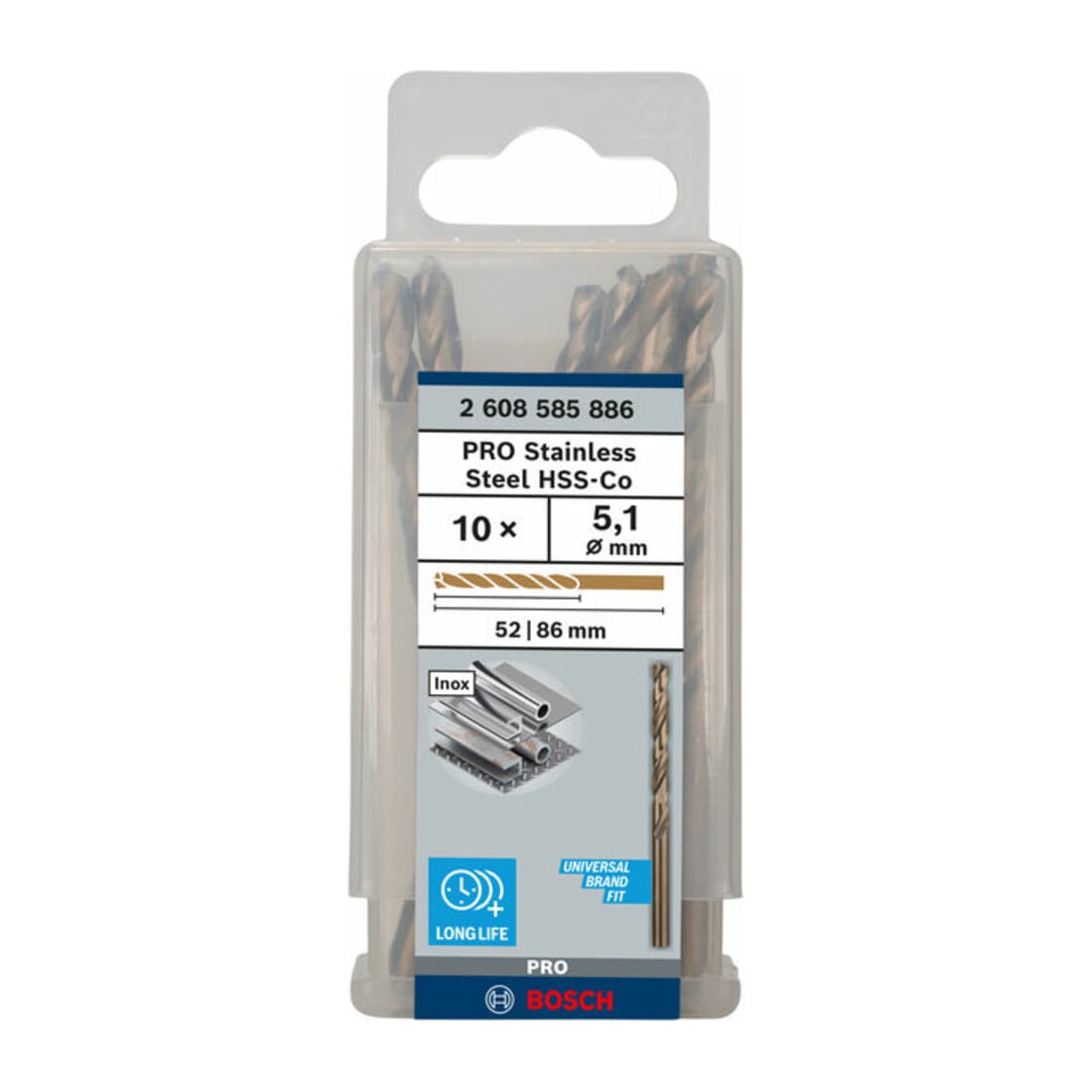 Bosch metaalboor HSS-Co DIN 338 5,1 x 52 x 86 mm