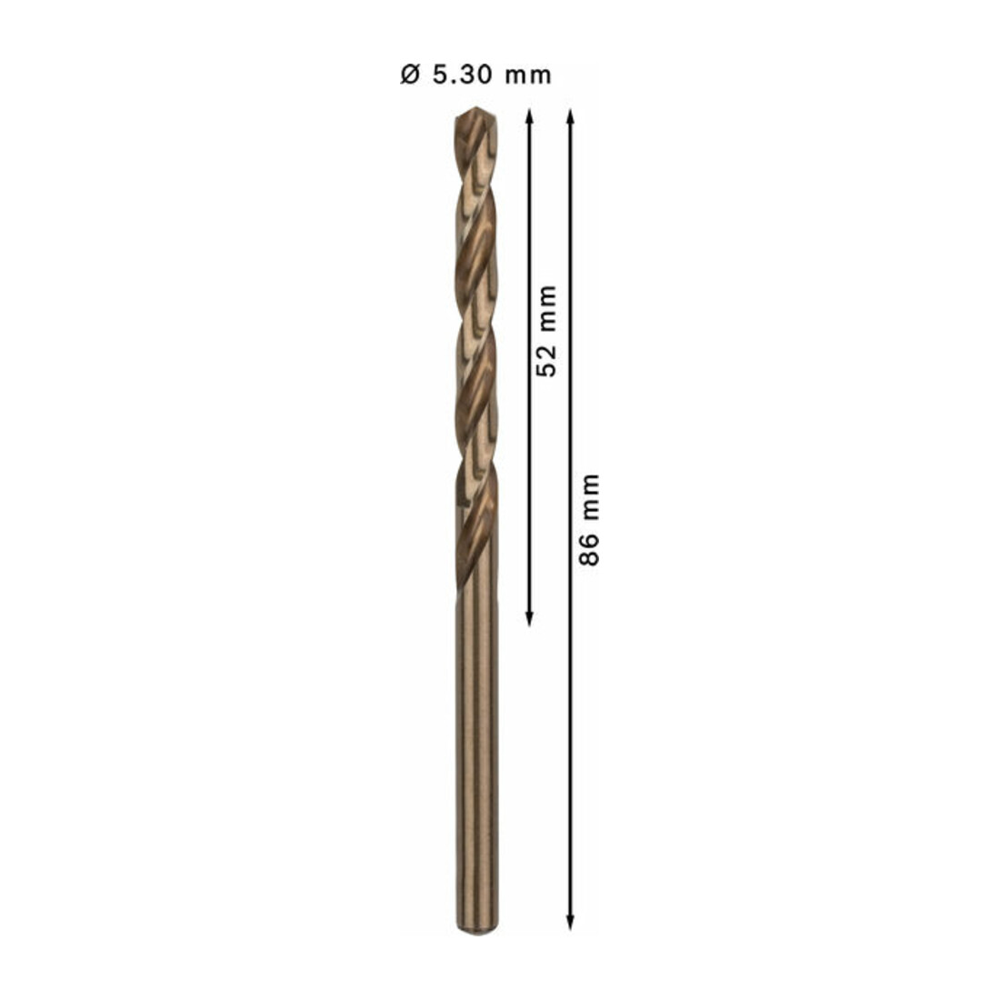 Bosch metaalboor HSS-Co DIN 338 5,3 x 52 x 86 mm