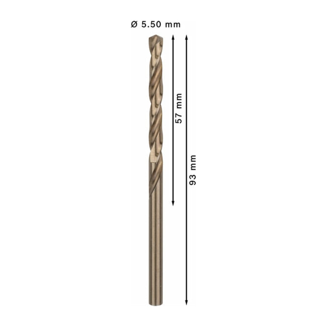 Bosch metaalboor HSS-Co, DIN 338, 5,5 x 57 x 93 mm