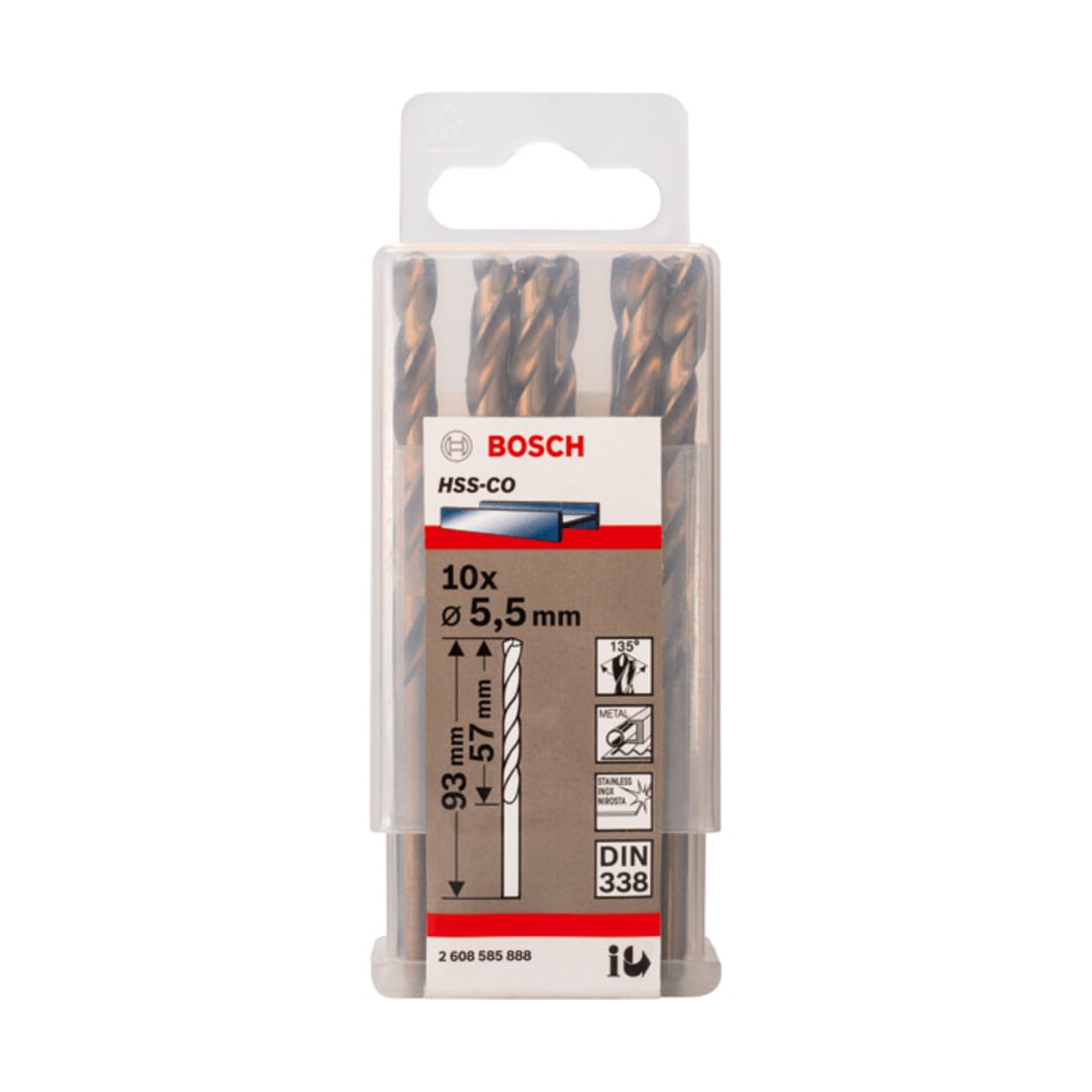 Bosch metaalboor HSS-Co, DIN 338, 5,5 x 57 x 93 mm