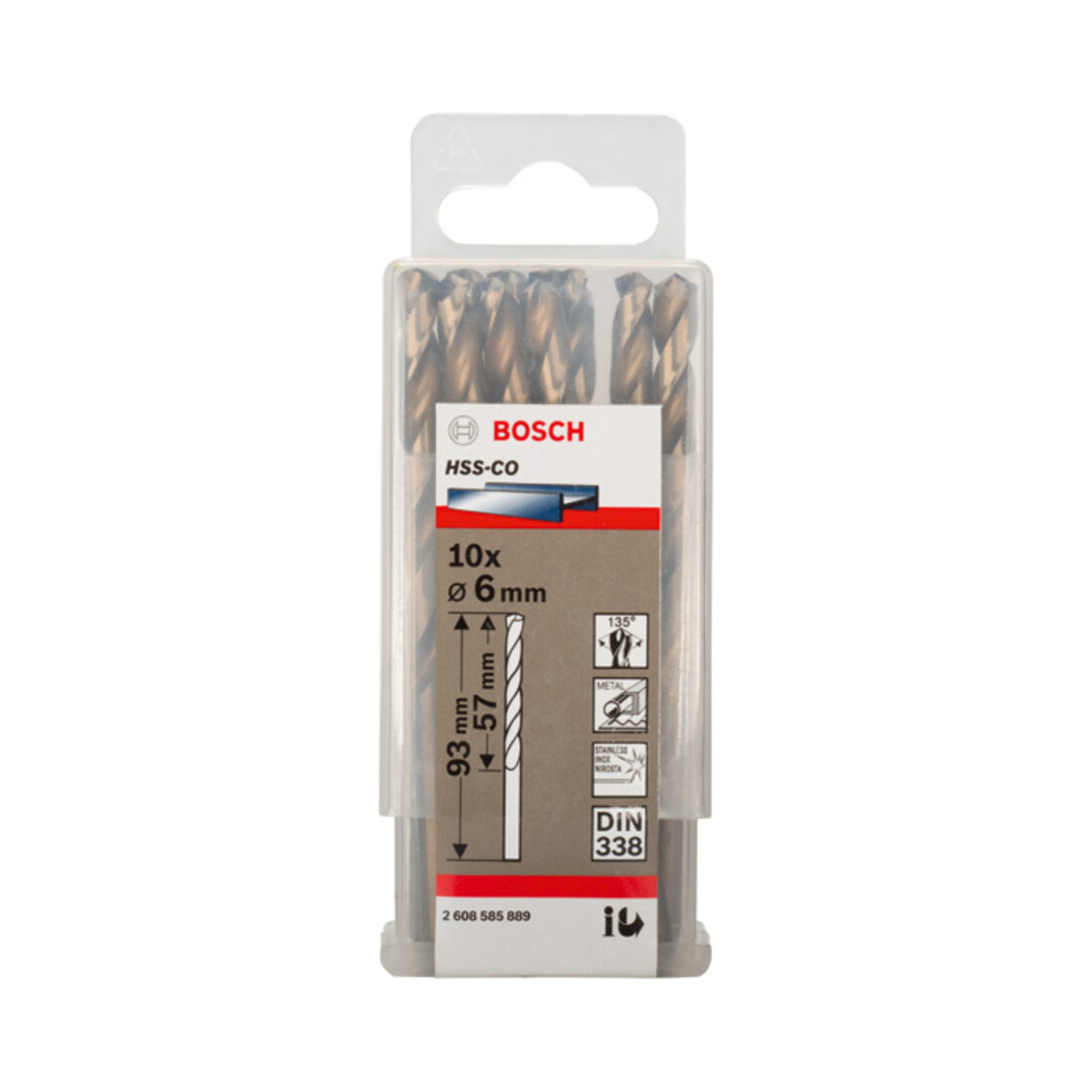 Bosch metaalboor HSS-Co, DIN 338, 6 x 57 x 93 mm