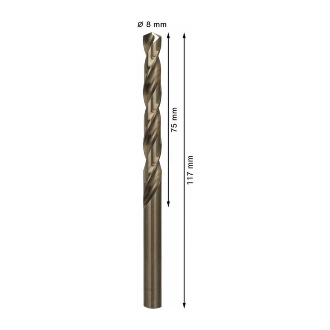 Bosch metaalboor HSS-Co, DIN 338, 8 x 75 x 117 mm