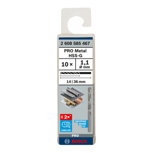 Bosch metaalboor HSS-G DIN 338 1,1 x 14 x 36 mm