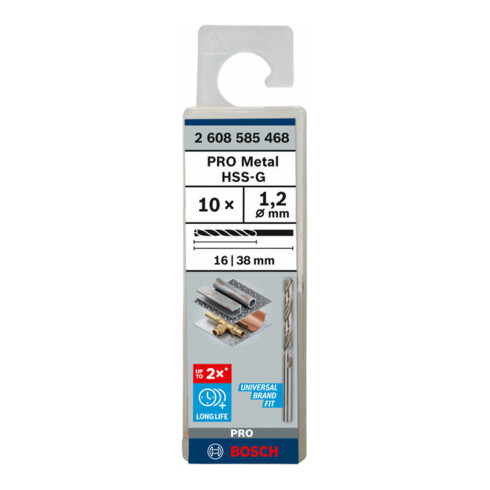 Bosch metaalboor HSS-G DIN 338 1,2 x 16 x 38 mm
