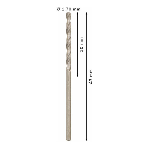 Bosch metaalboor HSS-G DIN 338 1,7 x 20 x 43 mm