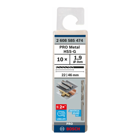Bosch metaalboor HSS-G DIN 338 1,9 x 22 x 46 mm