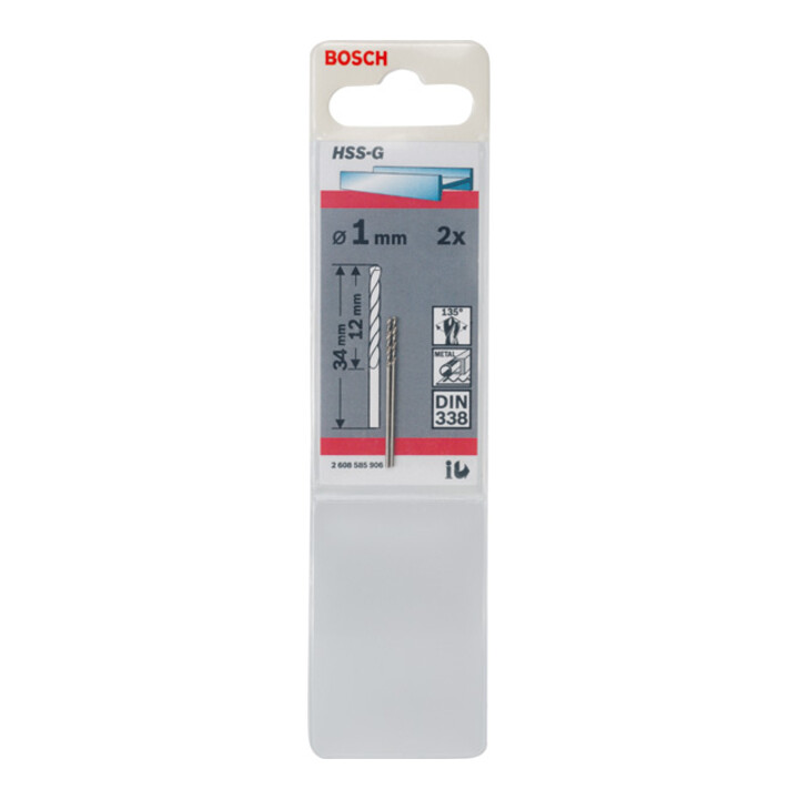 Bosch metaalboor HSS-G DIN 338 1 x 12 x 34 mm