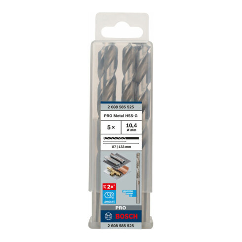 Bosch metaalboor HSS-G DIN 338 10,4 x 87 x 133 mm