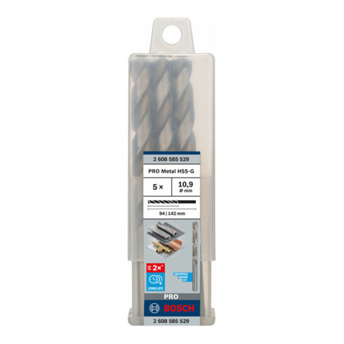 Bosch metaalboor HSS-G DIN 338 10,9 x 94 x 142 mm