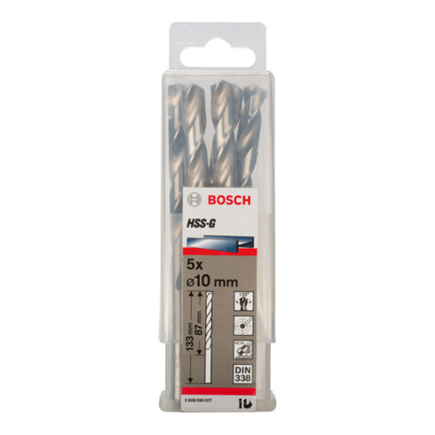 Bosch metaalboor HSS-G DIN 338 10 x 87 x 133 mm