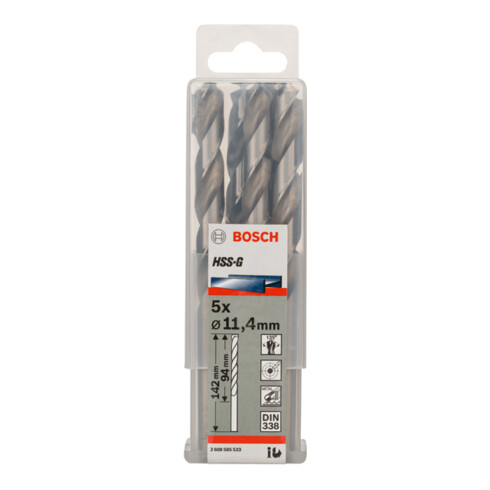Bosch metaalboor HSS-G DIN 338 11,4 x 94 x 142 mm