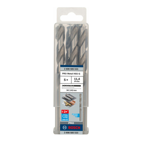 Bosch metaalboor HSS-G DIN 338 11,4 x 94 x 142 mm