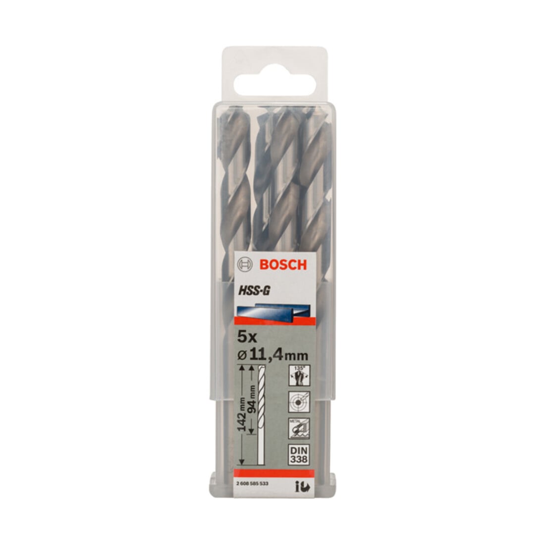 Bosch metaalboor HSS-G DIN 338 11,4 x 94 x 142 mm