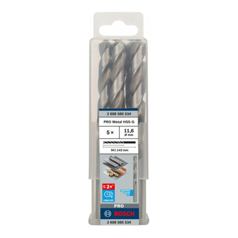 Bosch metaalboor HSS-G DIN 338 11,6 x 94 x 142 mm