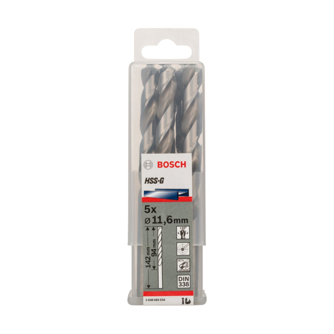 Bosch metaalboor HSS-G DIN 338 11,6 x 94 x 142 mm