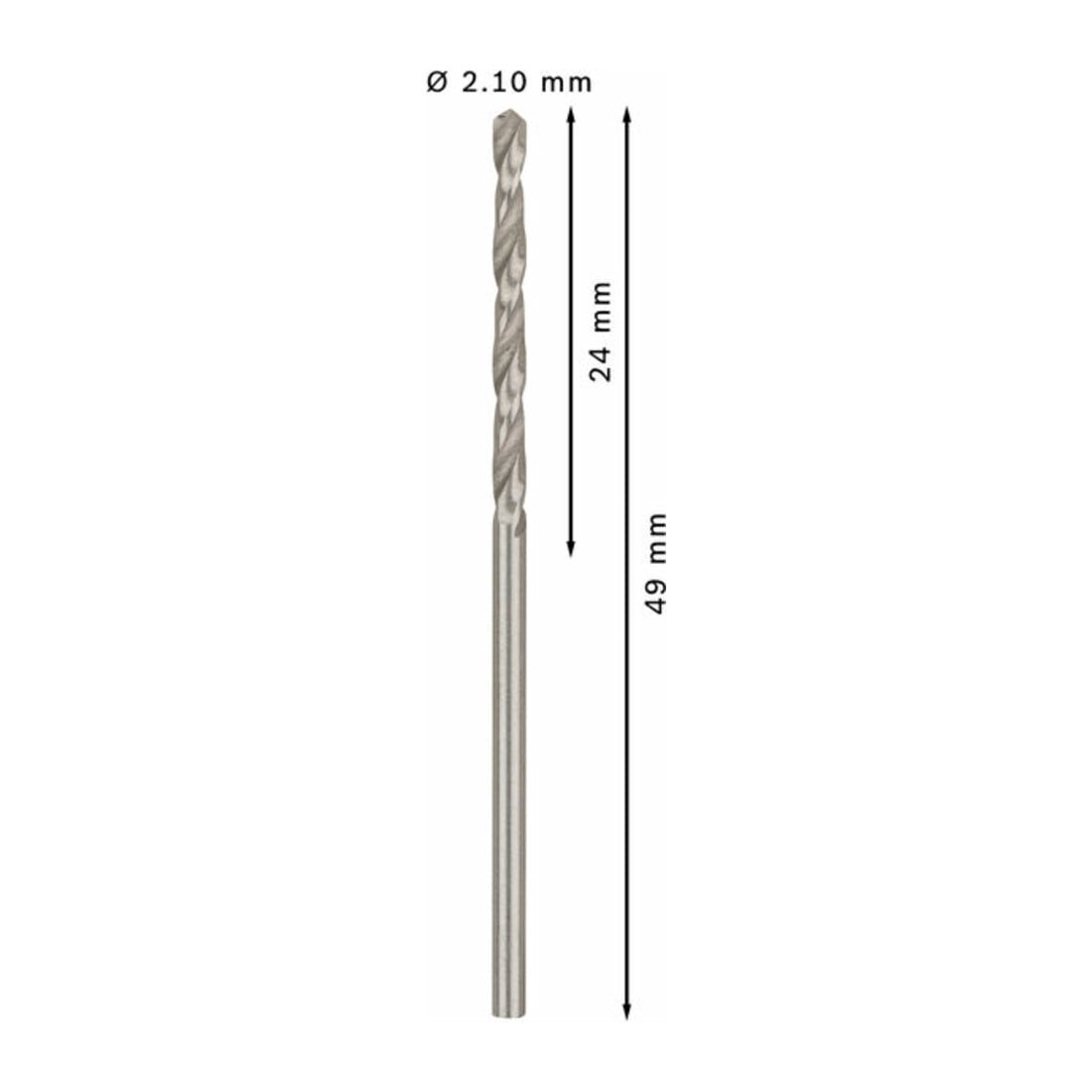 Bosch metaalboor HSS-G DIN 338 2,1 x 24 x 49 mm