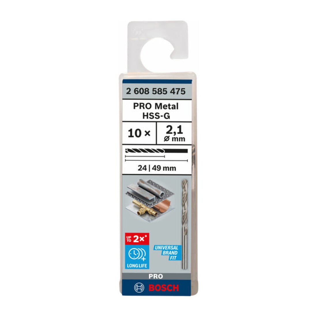 Bosch metaalboor HSS-G DIN 338 2,1 x 24 x 49 mm