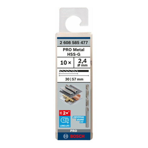 Bosch metaalboor HSS-G DIN 338 2,4 x 30 x 57 mm