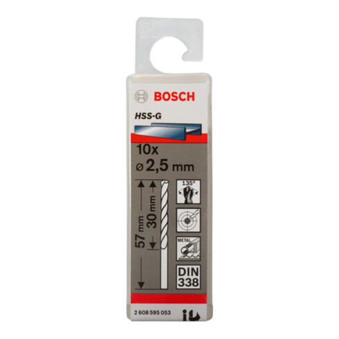 Bosch metaalboor HSS-G DIN 338 2,5 x 30 x 57 mm