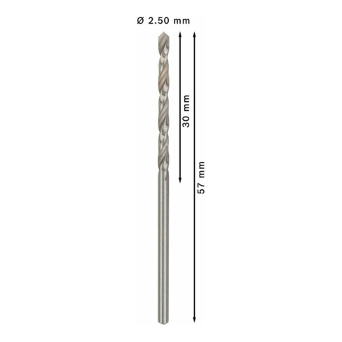 Bosch metaalboor HSS-G DIN 338 2,5 x 30 x 57 mm