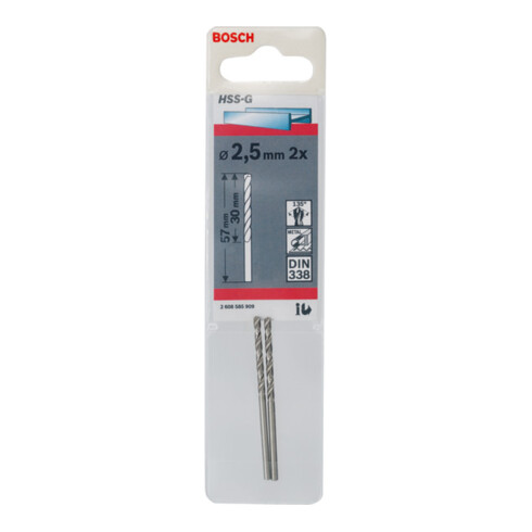 Bosch metaalboor HSS-G DIN 338 2,5 x 30 x 57 mm