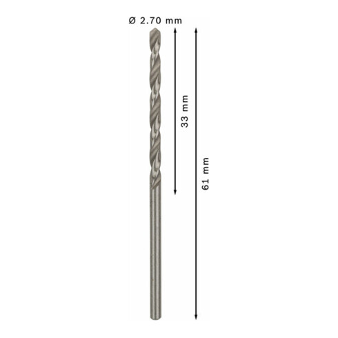 Bosch metaalboor HSS-G DIN 338 2,7 x 33 x 61 mm