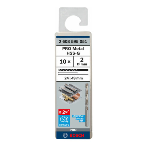 Bosch metaalboor HSS-G DIN 338 2 x 24 x 49 mm