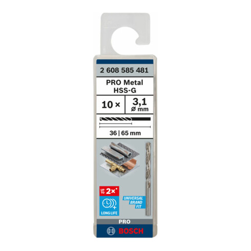 Bosch metaalboor HSS-G DIN 338 3,1 x 36 x 65 mm