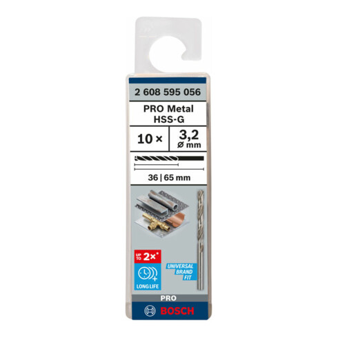 Bosch metaalboor HSS-G DIN 338 3,2 x 36 x 65 mm